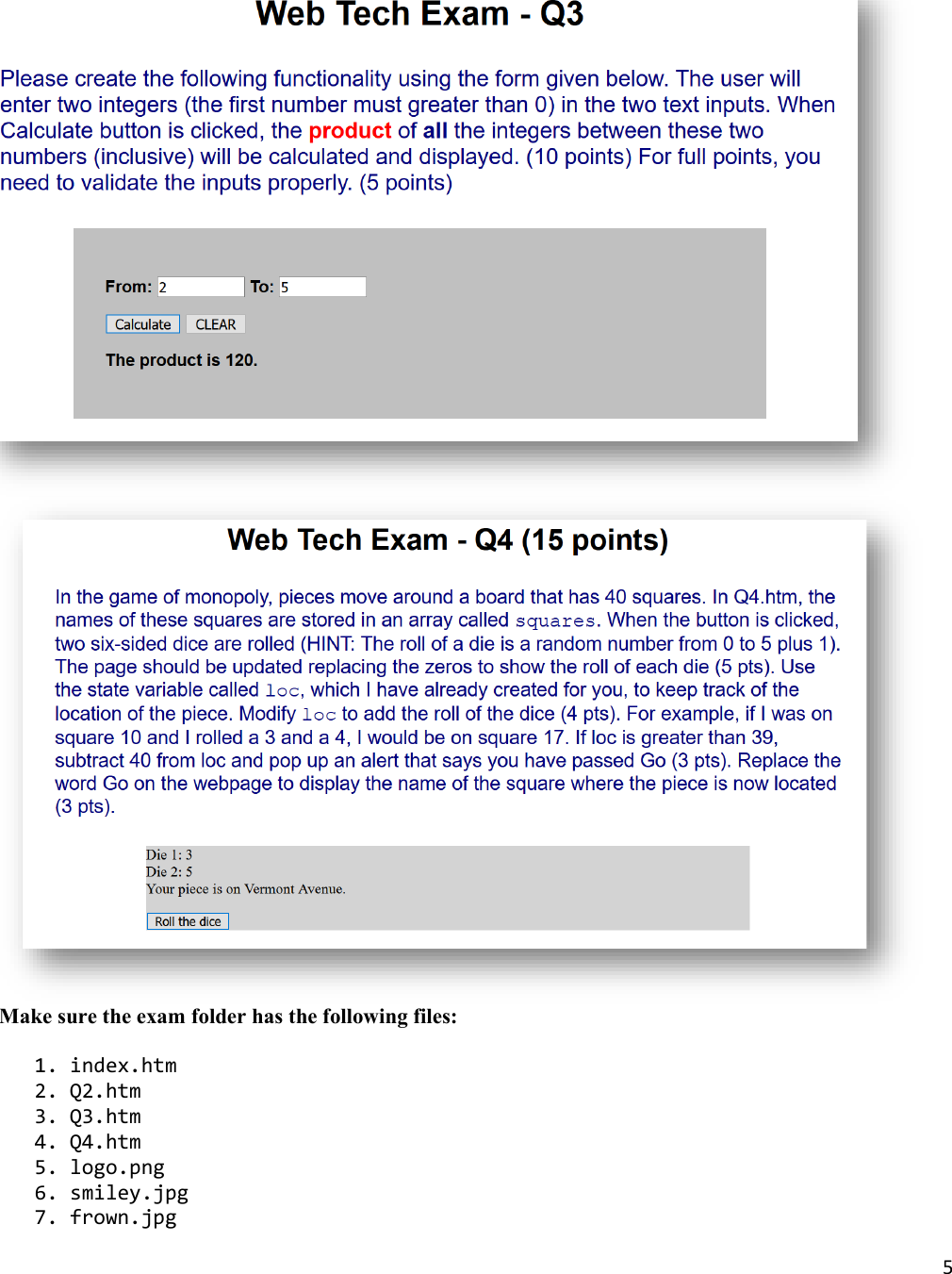 Page 5 of 5 - Exam Instructions