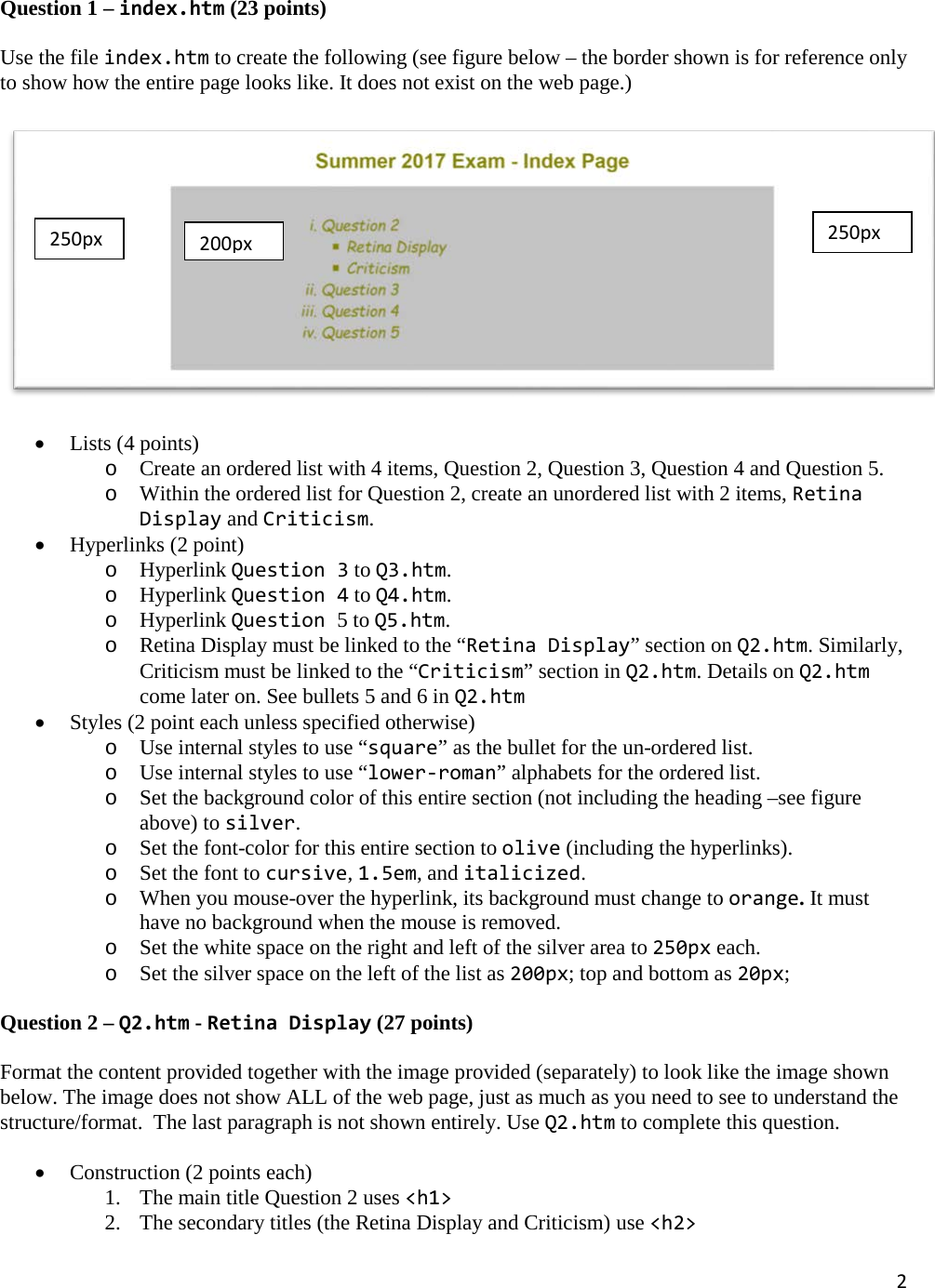 Page 2 of 5 - Exam Instructions