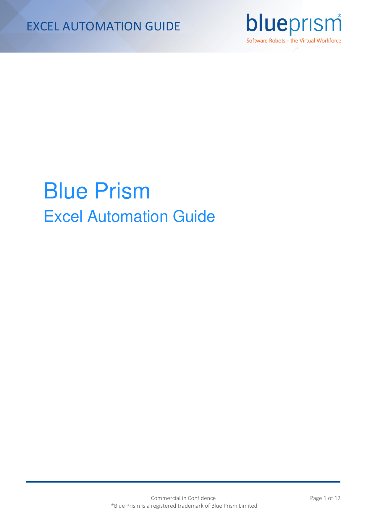 Page 1 of 12 - Blue Prism Excel Automation Guide