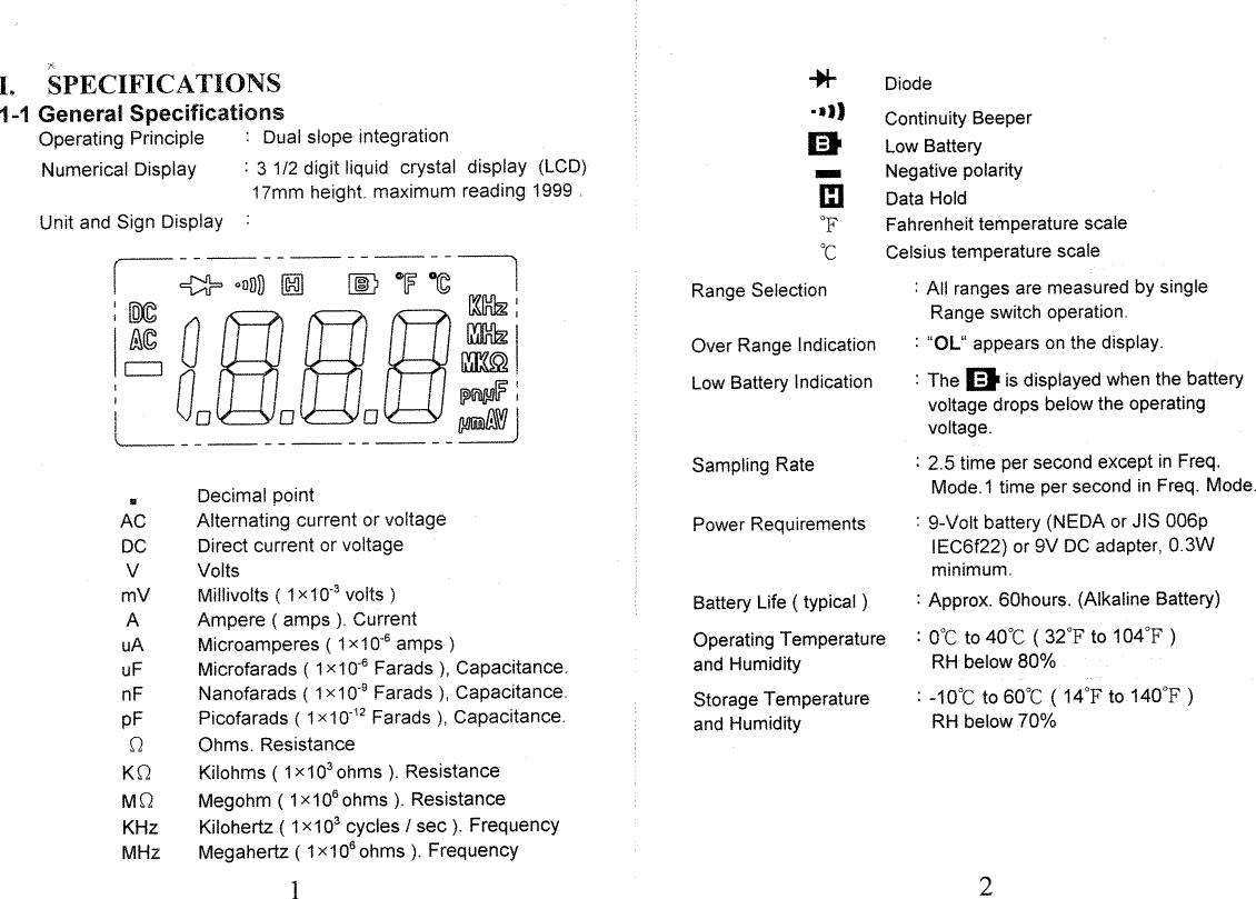 Page 3 of 12 - Extech 383273 DMM Instruction Manual