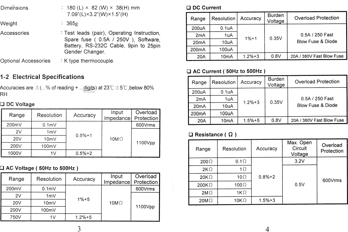 Page 4 of 12 - Extech 383273 DMM Instruction Manual