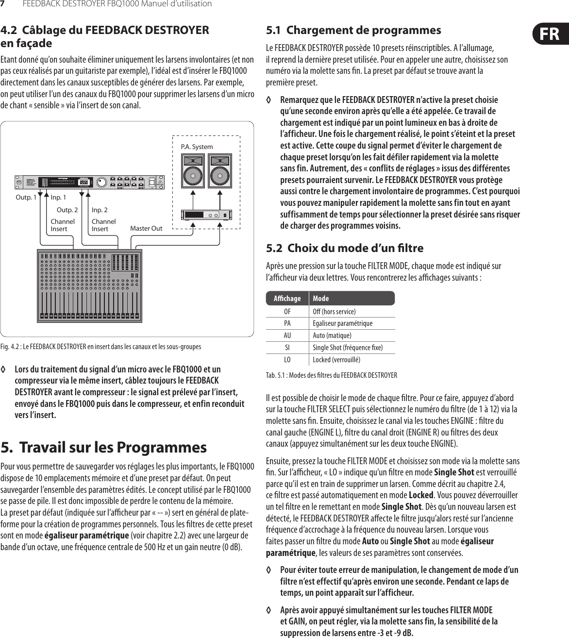 Page 7 of 12 - FEEDBACK DESTROYER FBQ1000 Behringer User Manual (French) P0A3R M FR