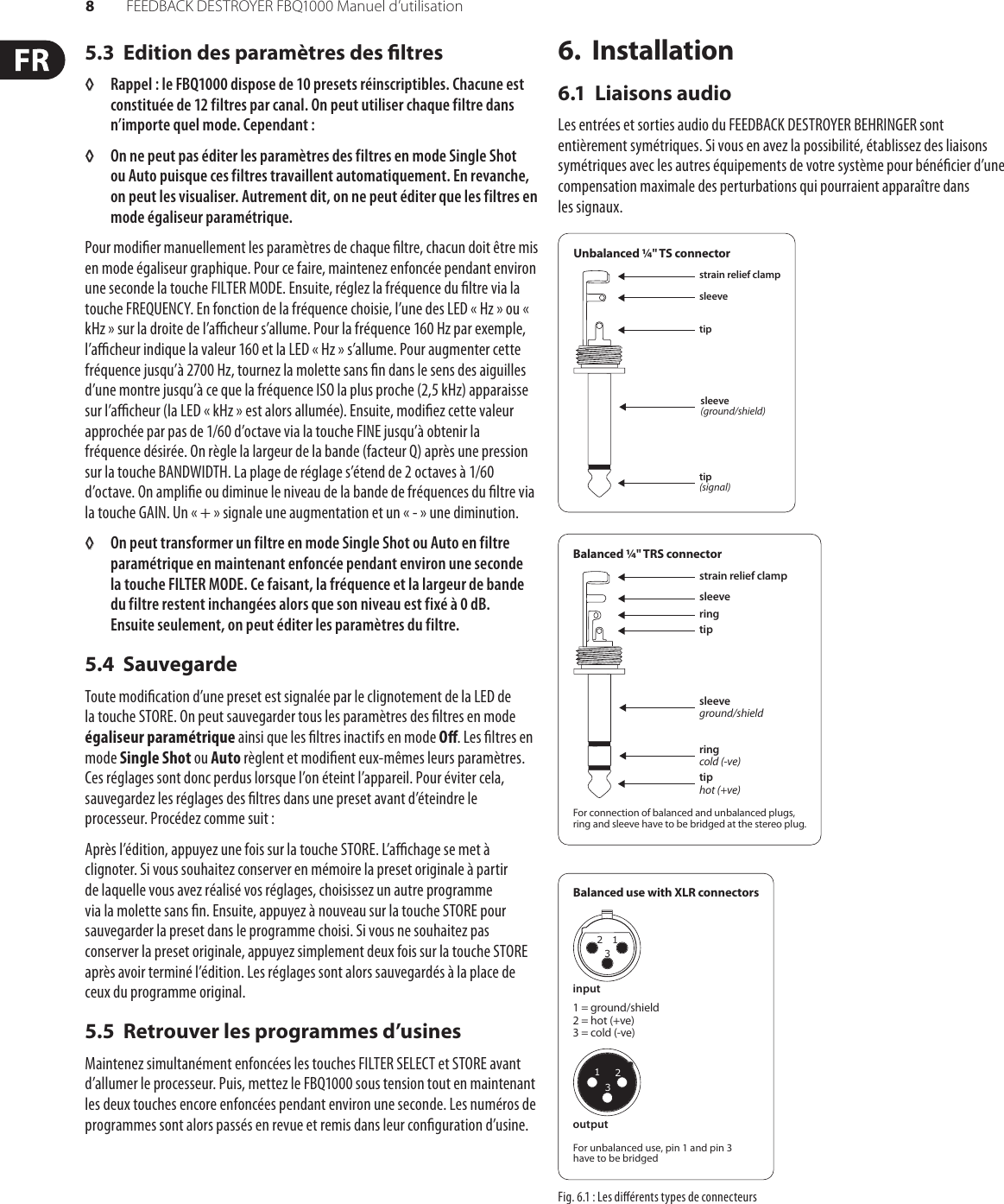 Page 8 of 12 - FEEDBACK DESTROYER FBQ1000 Behringer User Manual (French) P0A3R M FR