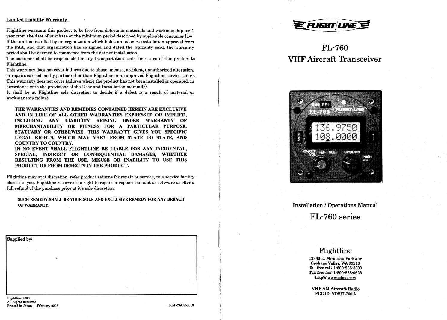 Page 1 of 9 - Full Page Fax Print FL-760 Manual