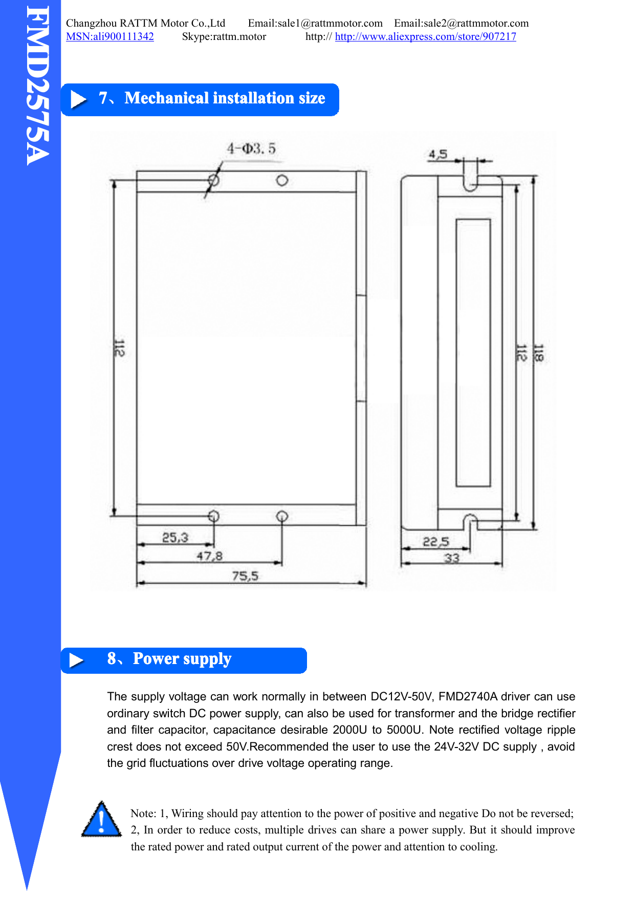 Page 4 of 7 - FMD2740A Stepper Motor Driver User Manual
