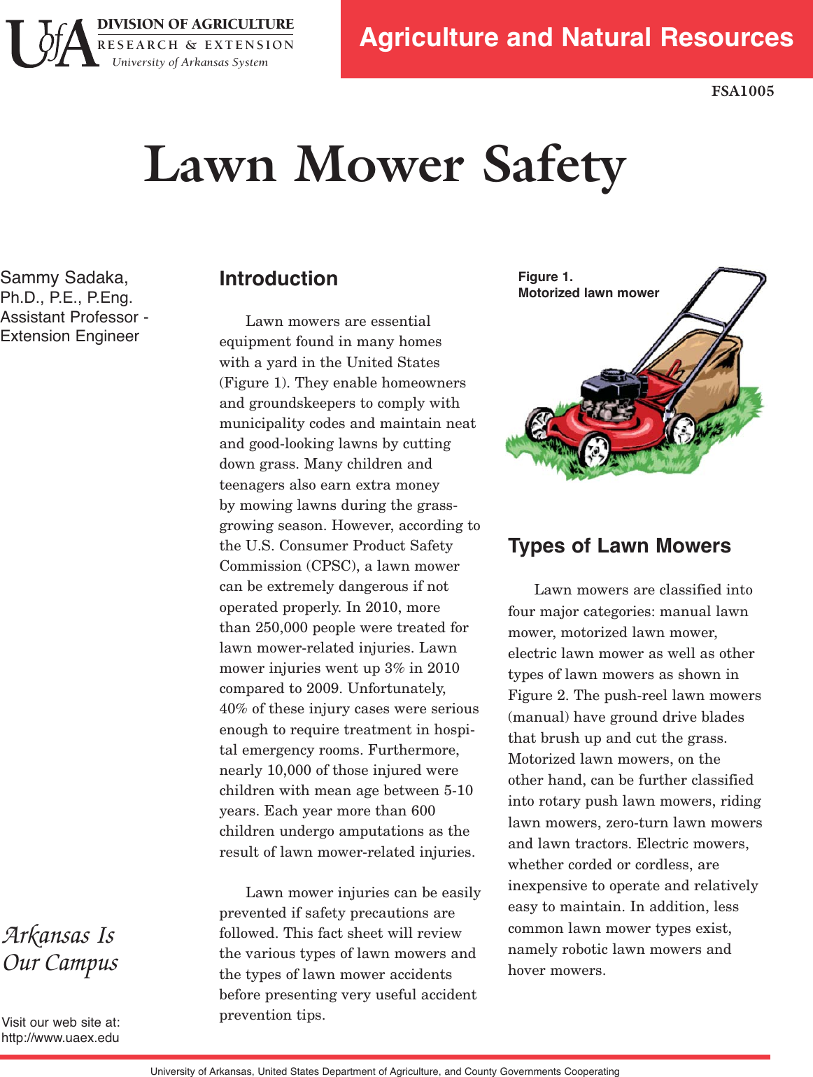 Page 1 of 4 - Lawn Mower Safety - FSA1005  !! FSA-1005