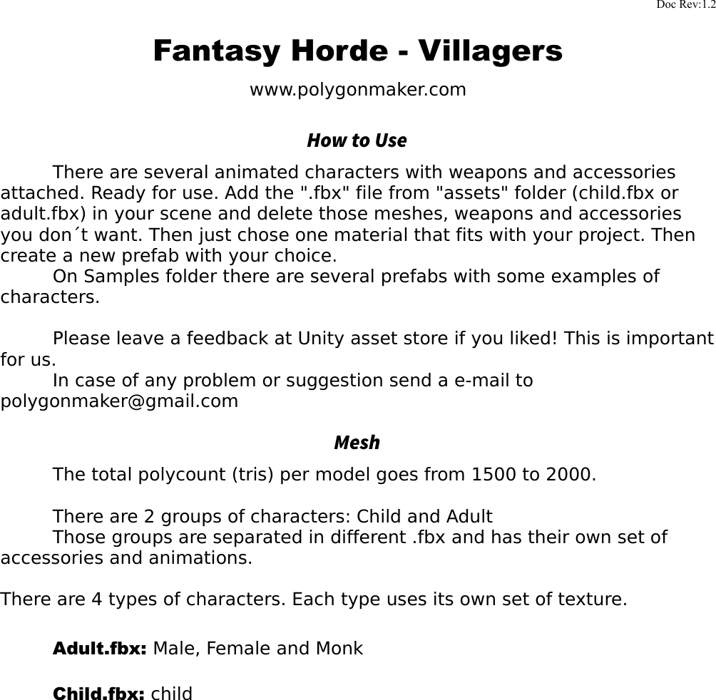 Page 1 of 5 - Fantasy Horde - Villagers Instructions
