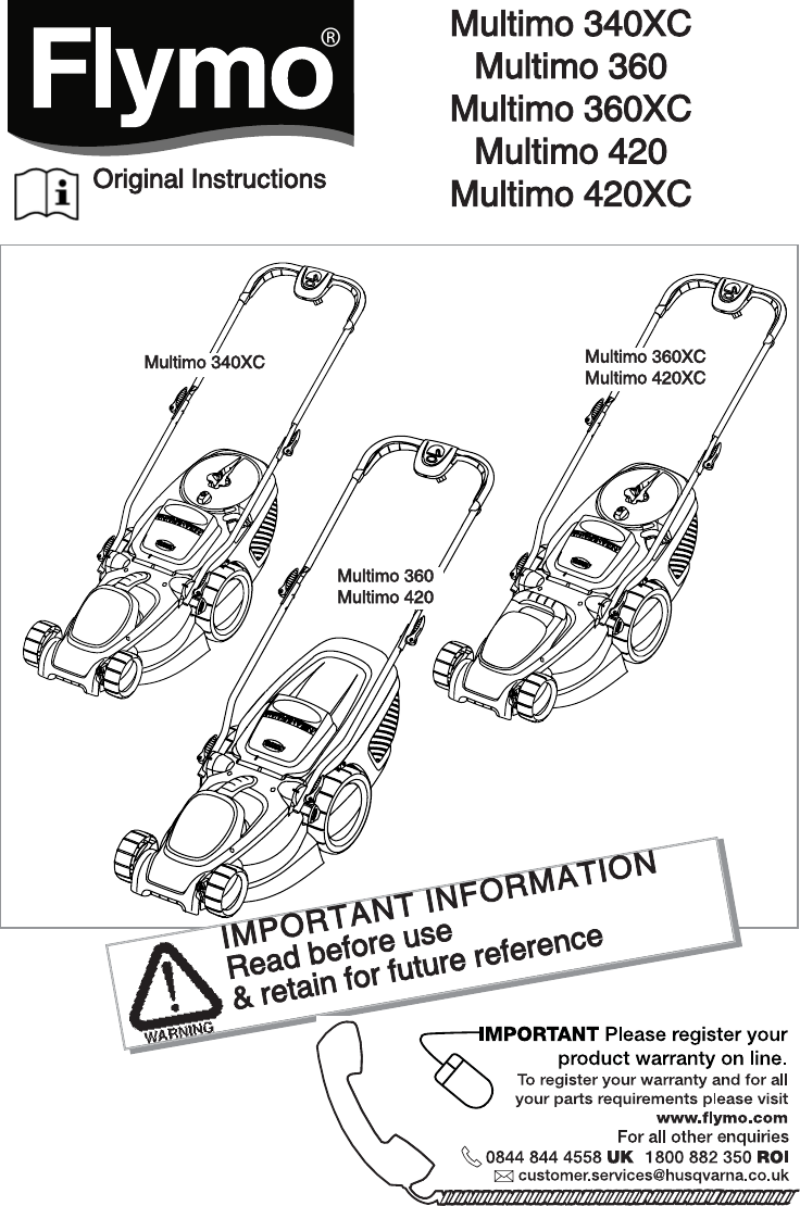 Page 1 of 12 - OM, Flymo, Multimo 340XC, 360, 360XC, 420, 420XC, 966957601, 966959299, 966959101, 966953899, 96  !! Flymo-12