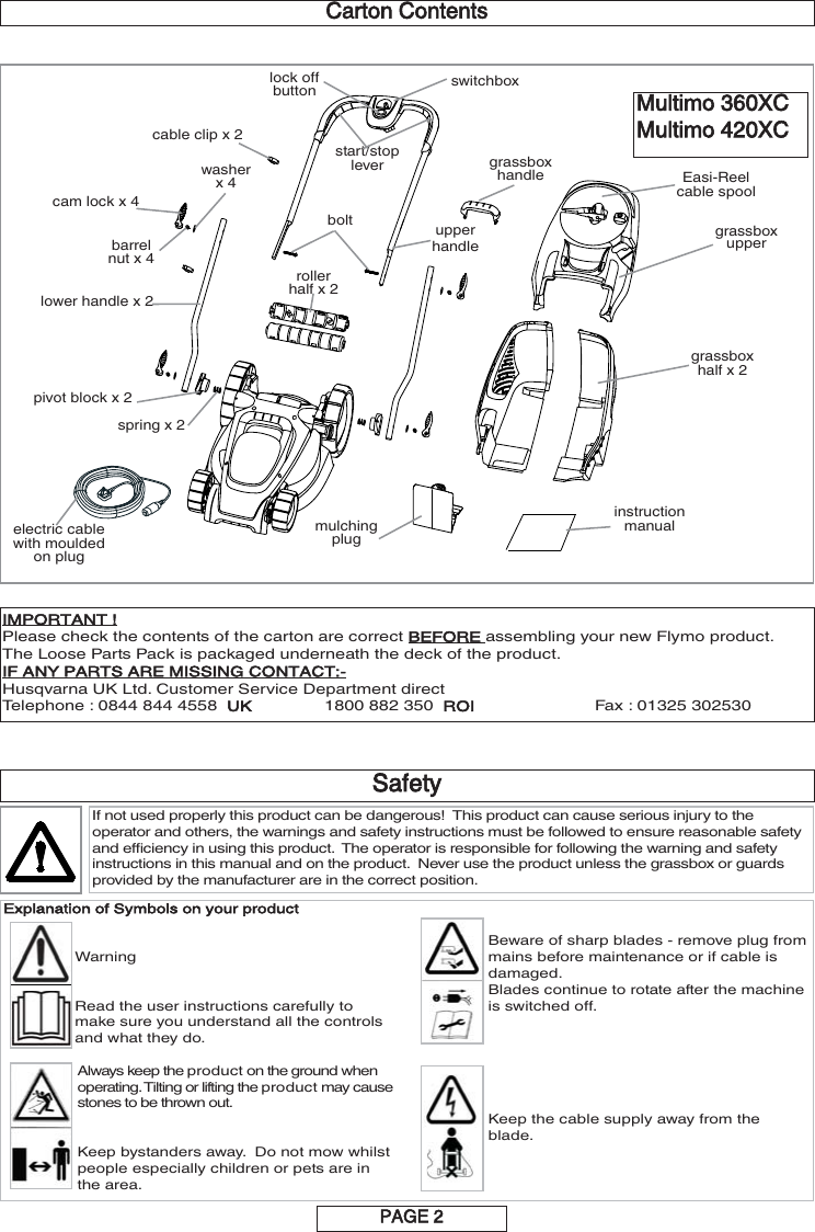 Page 3 of 12 - OM, Flymo, Multimo 340XC, 360, 360XC, 420, 420XC, 966957601, 966959299, 966959101, 966953899, 96  !! Flymo-12