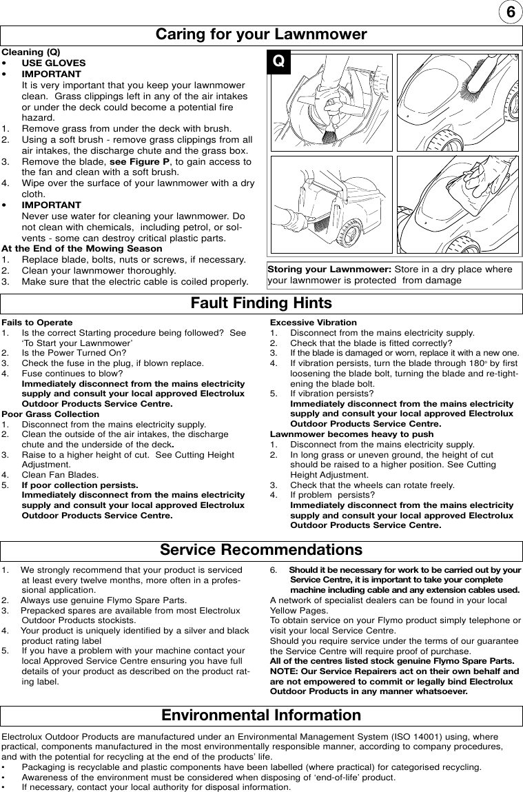 Page 7 of 8 - OM, Flymo, RE320, RE32, R32, 96432020100, 96434022500, 96434022600, 2006-03, Electric Lawn Mower, EN  !! Flymo-16