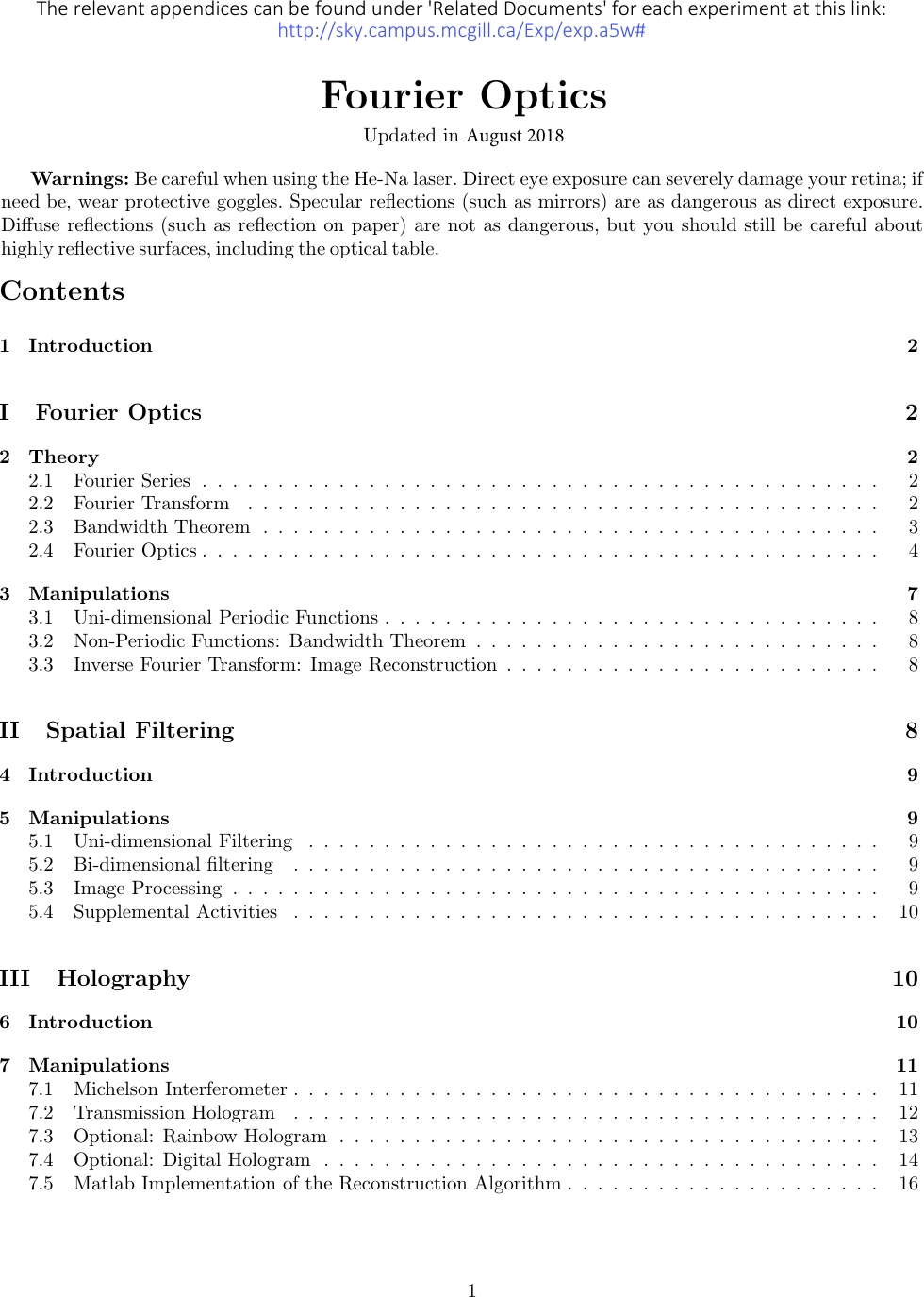 Fourier Optics Manual