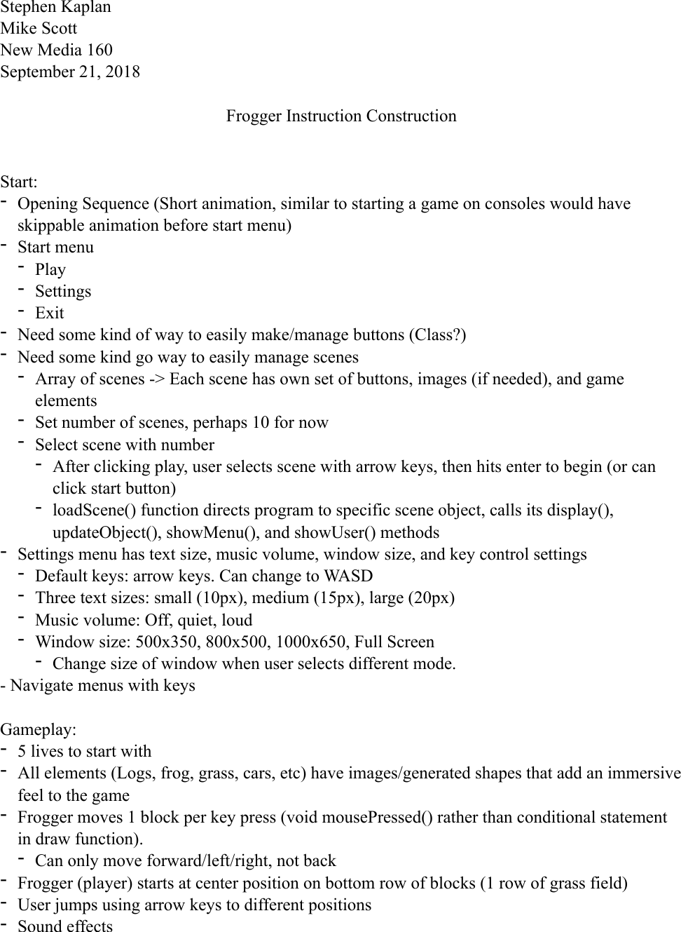 Page 1 of 3 - Frogger Instructions Stephen Kaplan