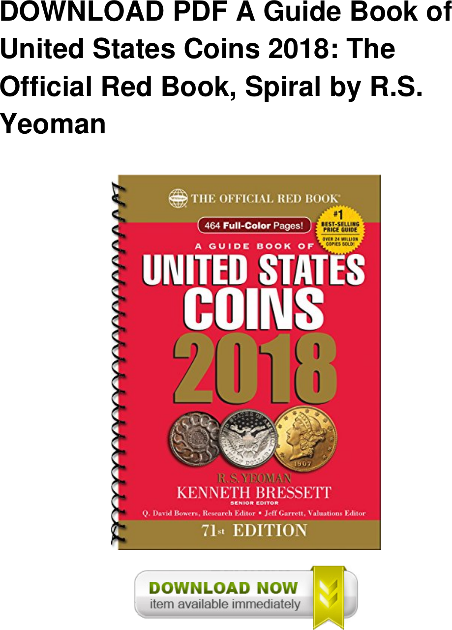 Page 1 of 3 - PDF A Guide Book Of United States Coins 2018: The Official Red Book, Spiral By R.S. Yeoman Full-Book-A-Guide-Book-Of-United-States-Coins-2018-The-Official-Red-Book-Spiral-DOC--WE674271
