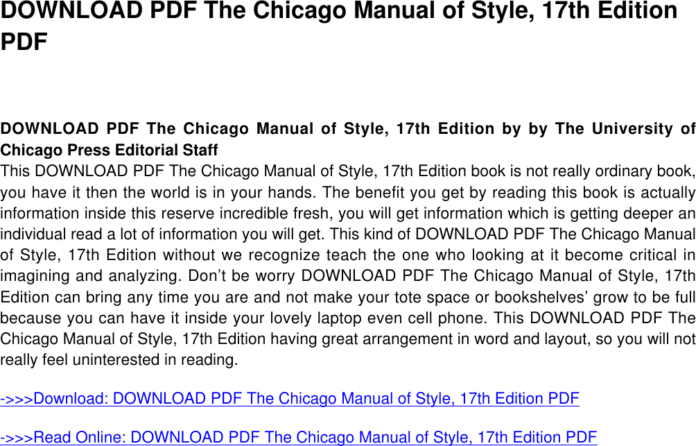 Page 2 of 3 - PDF The Chicago Manual Of Style, 17th Edition By University Press Editorial Staff Full-Book-The-Chicago-Manual-Of-Style-17th-Edition-UE427962