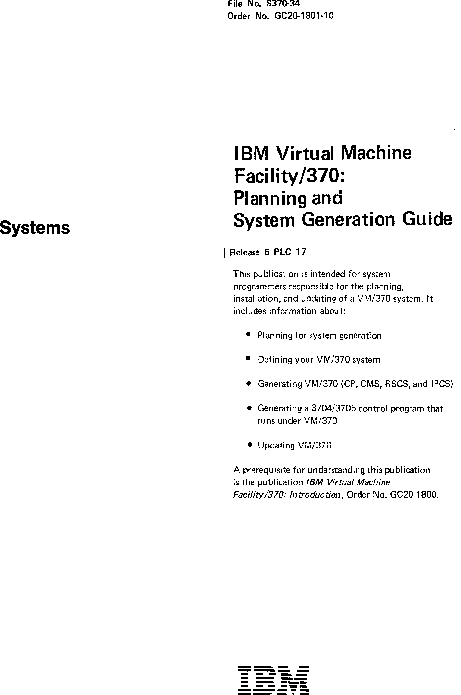 Gc 1801 10 Vm370 Sysgen Rel 6 Jan80 10 Vm370 Sysgen Rel 6 Jan80