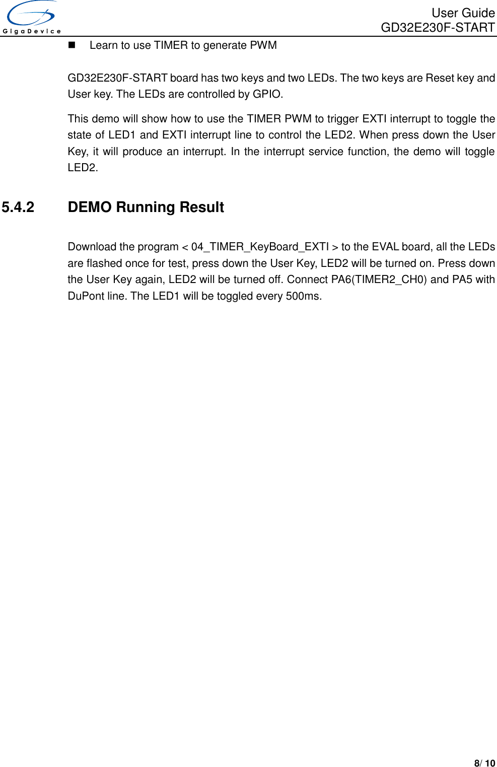 Page 9 of 11 - GD32E230F-START User Guide V1.0