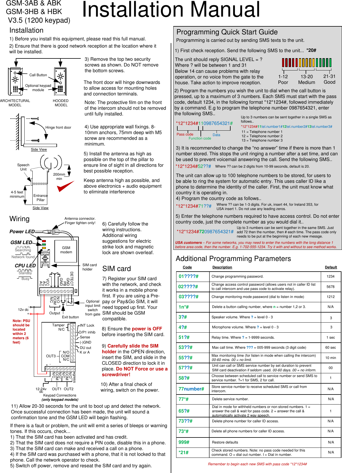 Page 1 of 4 - GSM-3AB HB 1200 Keypad Manual SMS V3.5