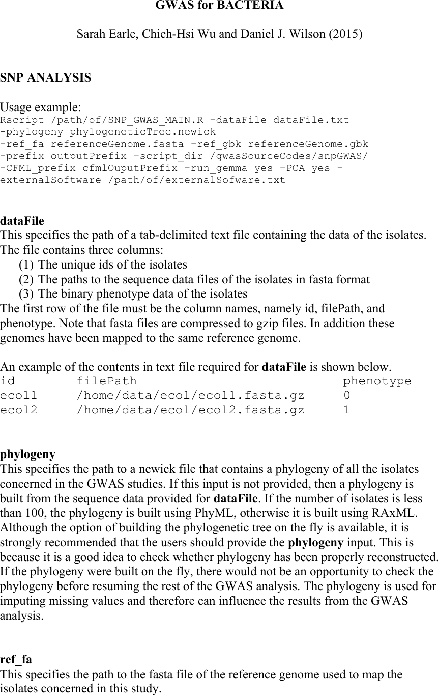 Page 1 of 8 - GWAS For Bacteria User Manual