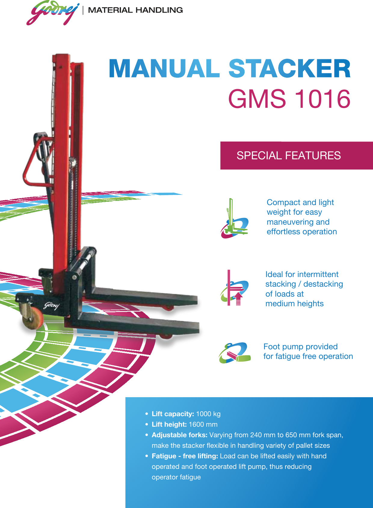 Page 1 of 2 - Manual Stacker  Godrej GMS 1016