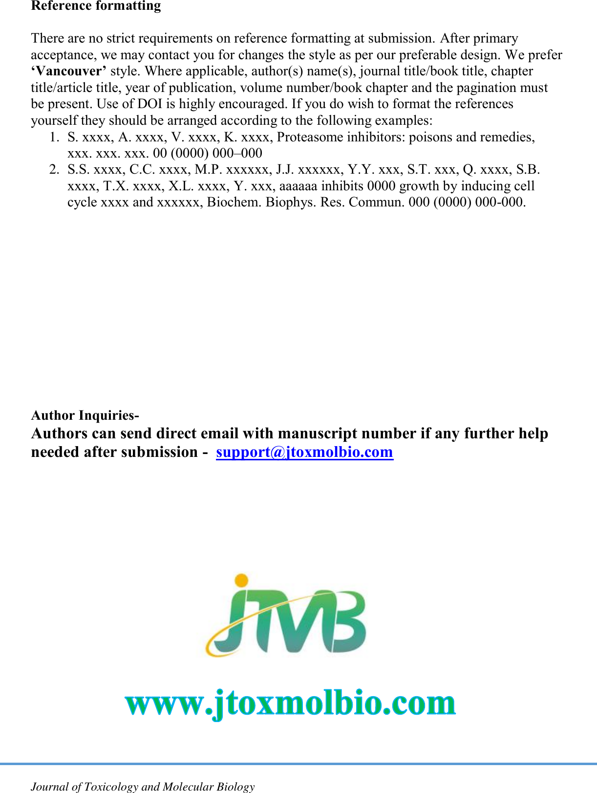 Page 10 of 10 - Guide For Authors Jtox Mol Bio