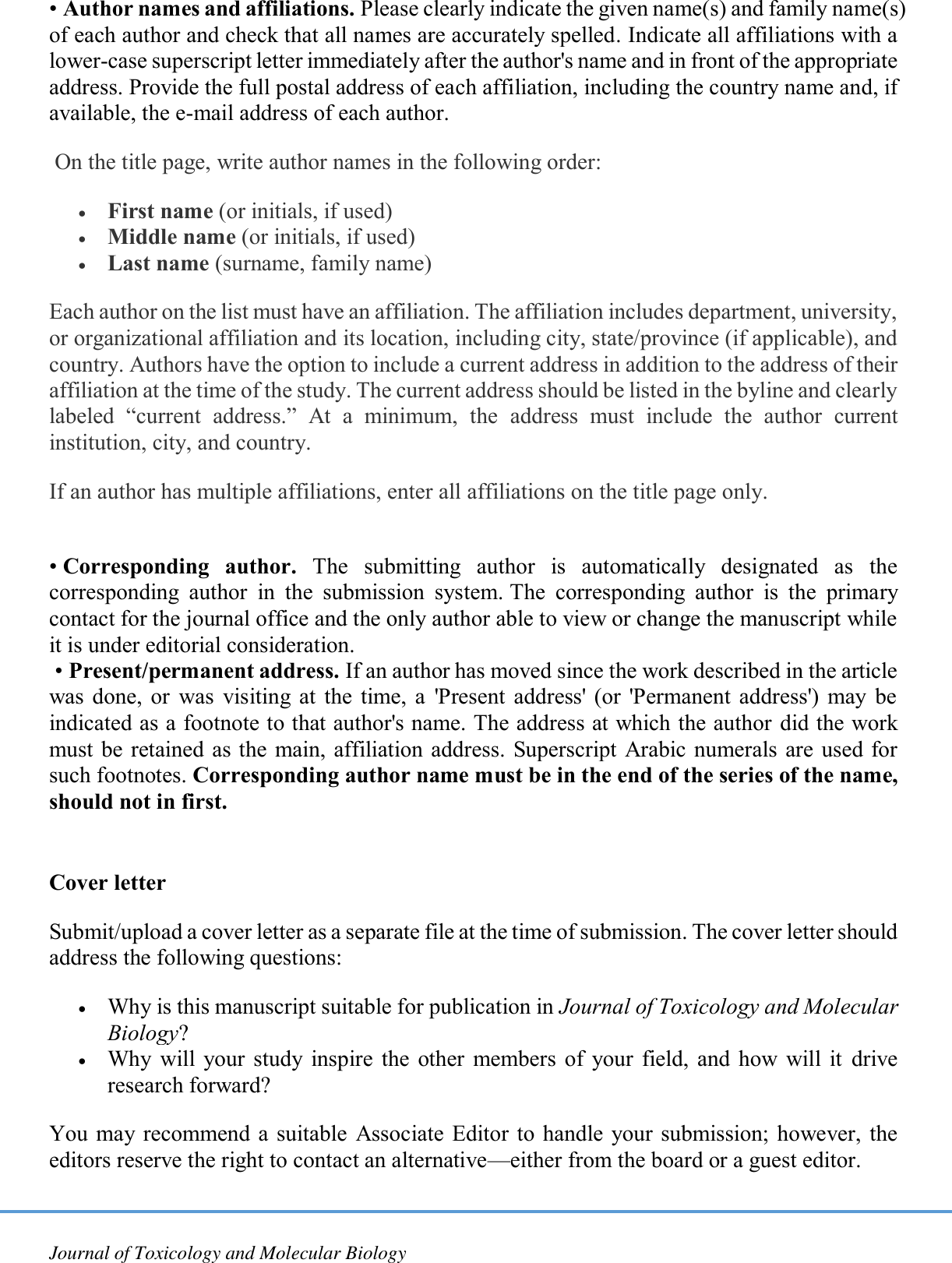 Page 6 of 10 - Guide For Authors Jtox Mol Bio