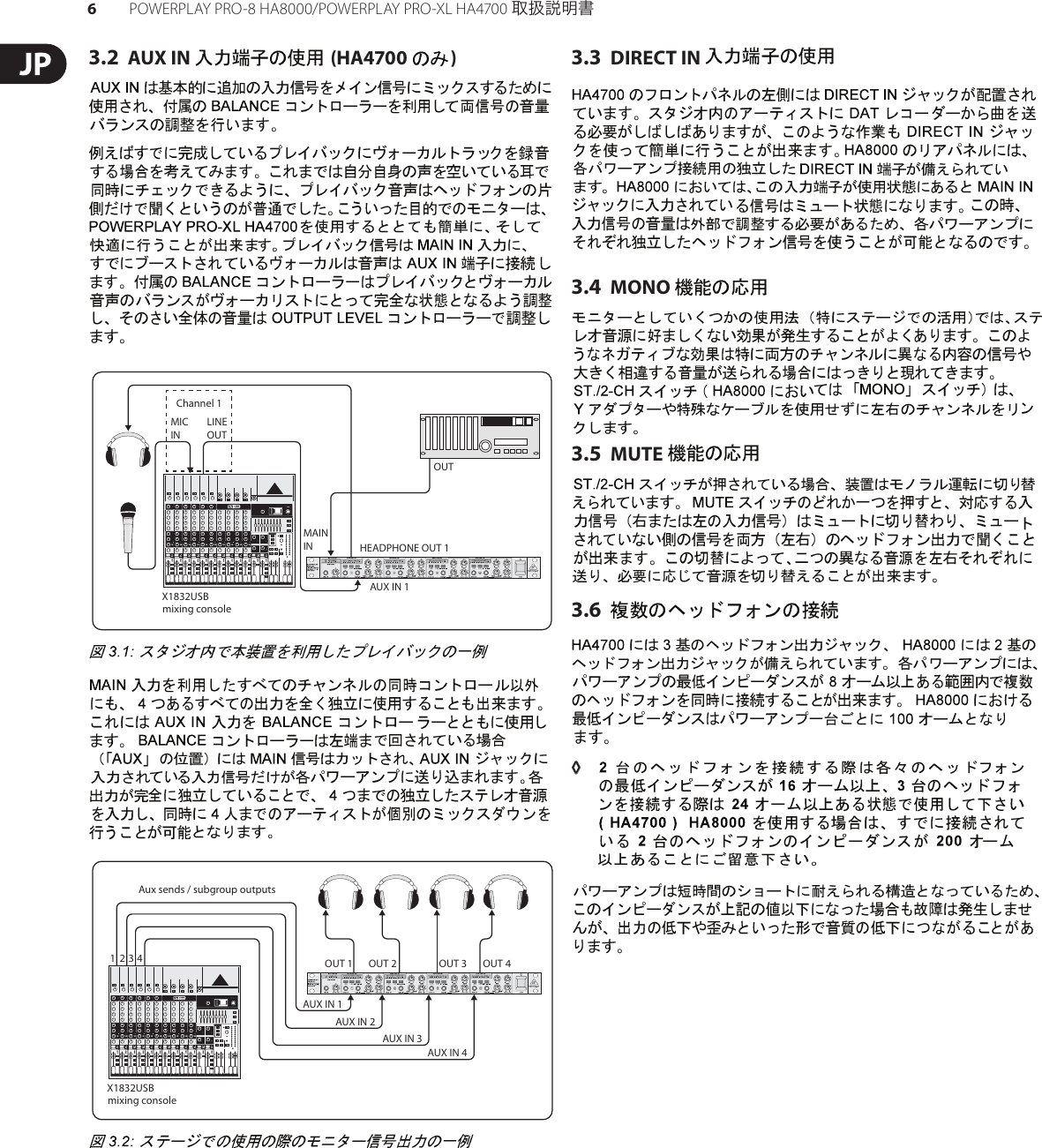 Page 6 of 10 - POWERPLAY PRO-8 HA8000/PRO-XL HA4700 Behringer User Manual (Japanese) HA8000 P0184 M JA