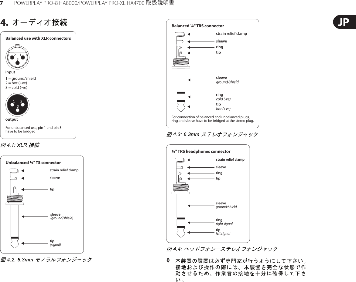 Page 7 of 10 - POWERPLAY PRO-8 HA8000/PRO-XL HA4700 Behringer User Manual (Japanese) HA8000 P0184 M JA