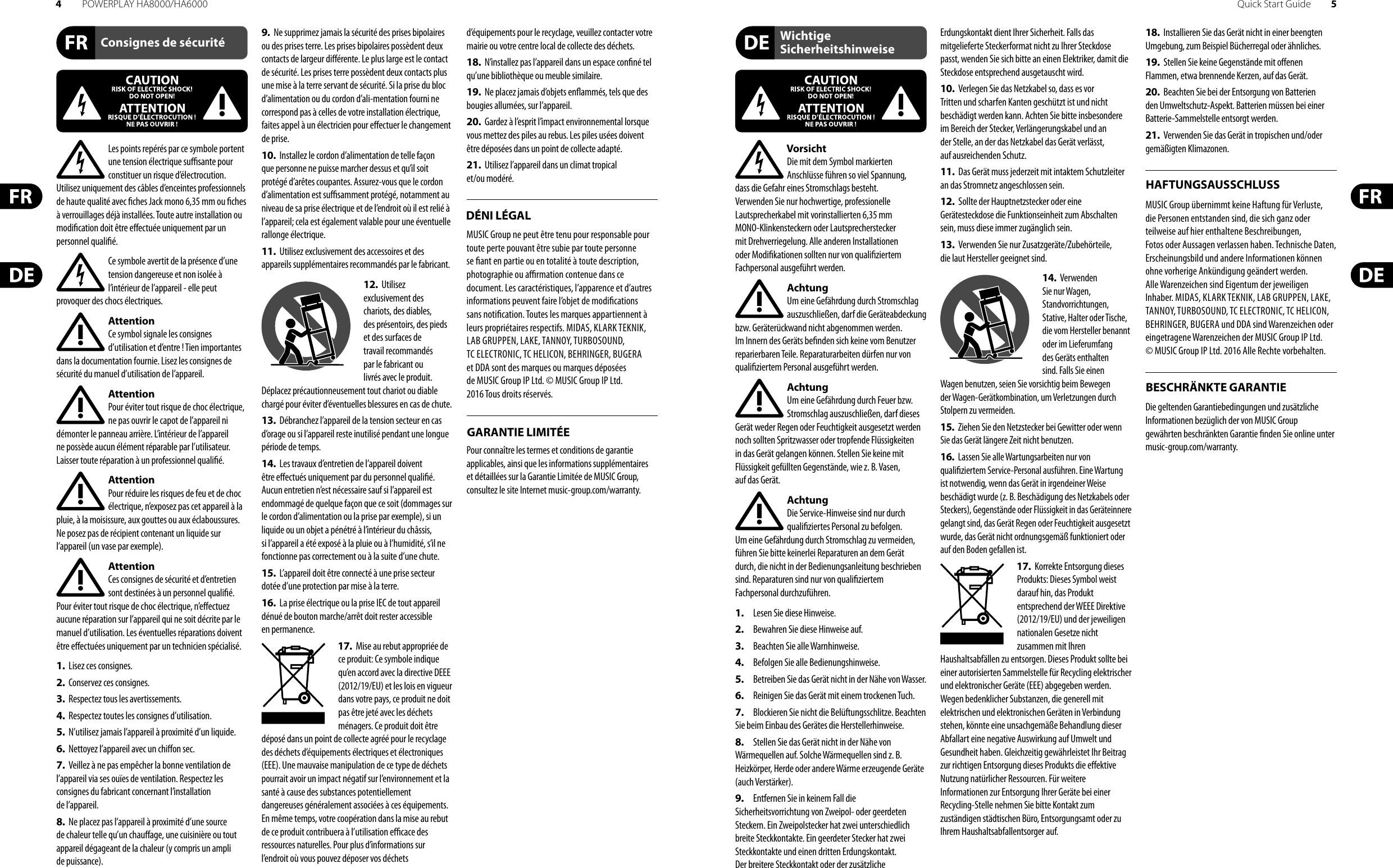 Page 3 of 11 - HA8000/HA6000 Behringer HA6000 Quick Start Guide HA8000:HA6000 QSG WW