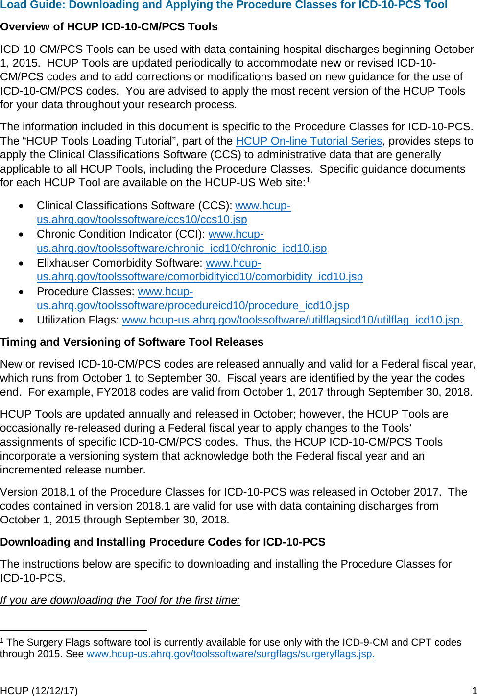 Page 1 of 3 - HCUP Procedure Classes Load Guide