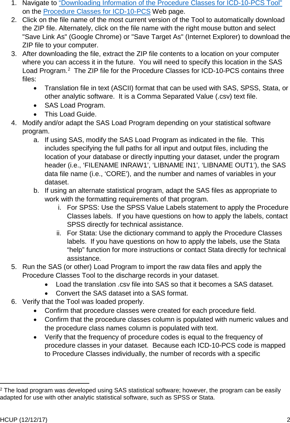 Page 2 of 3 - HCUP Procedure Classes Load Guide