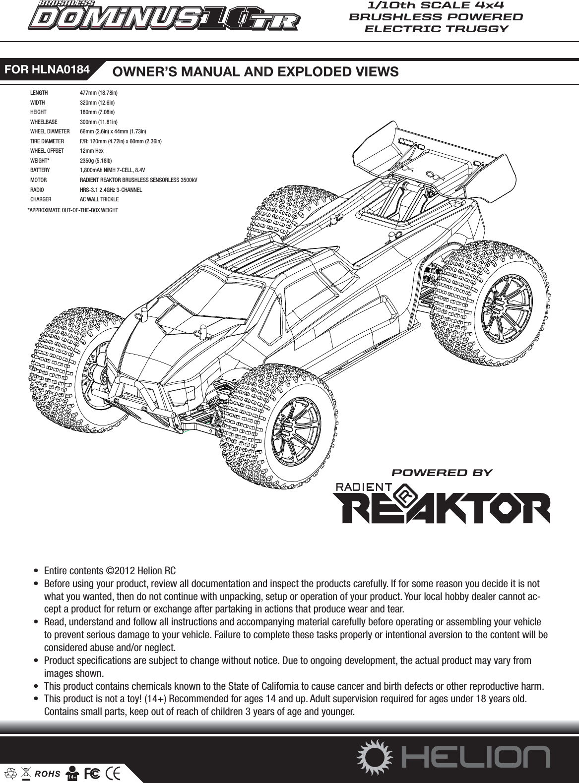 000071 001 (REV B) HLNA0219 Dominus 10TR Owner's Manual HLNA0197_Truggy ...