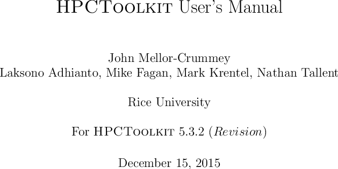 HPCToolkit users manual