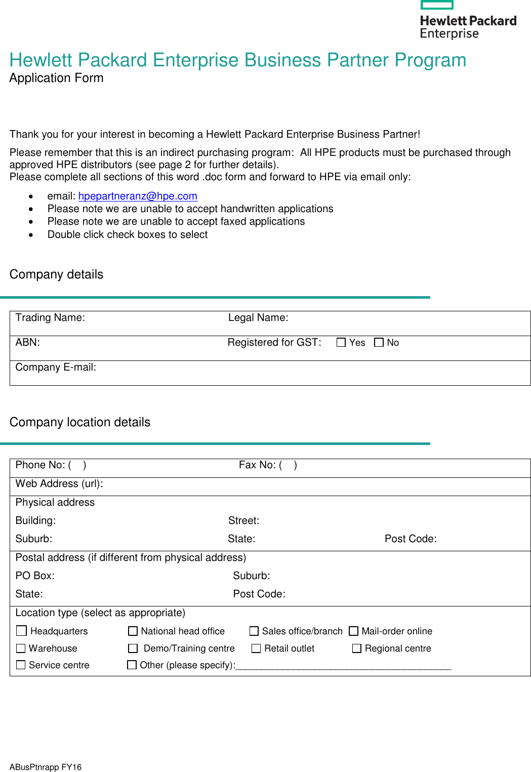Page 1 of 2 - Aresllerapp107 HPE Partner Application Form