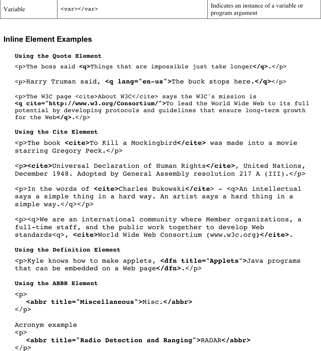 Page 4 of 4 - HTML Guide Phrase-Inline Elements
