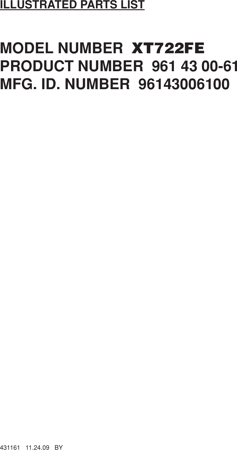 Page 1 of 5 - IPL, XT722FE, 2009-11, LAWN MOWERS  !! HUSI2009 USen 431161