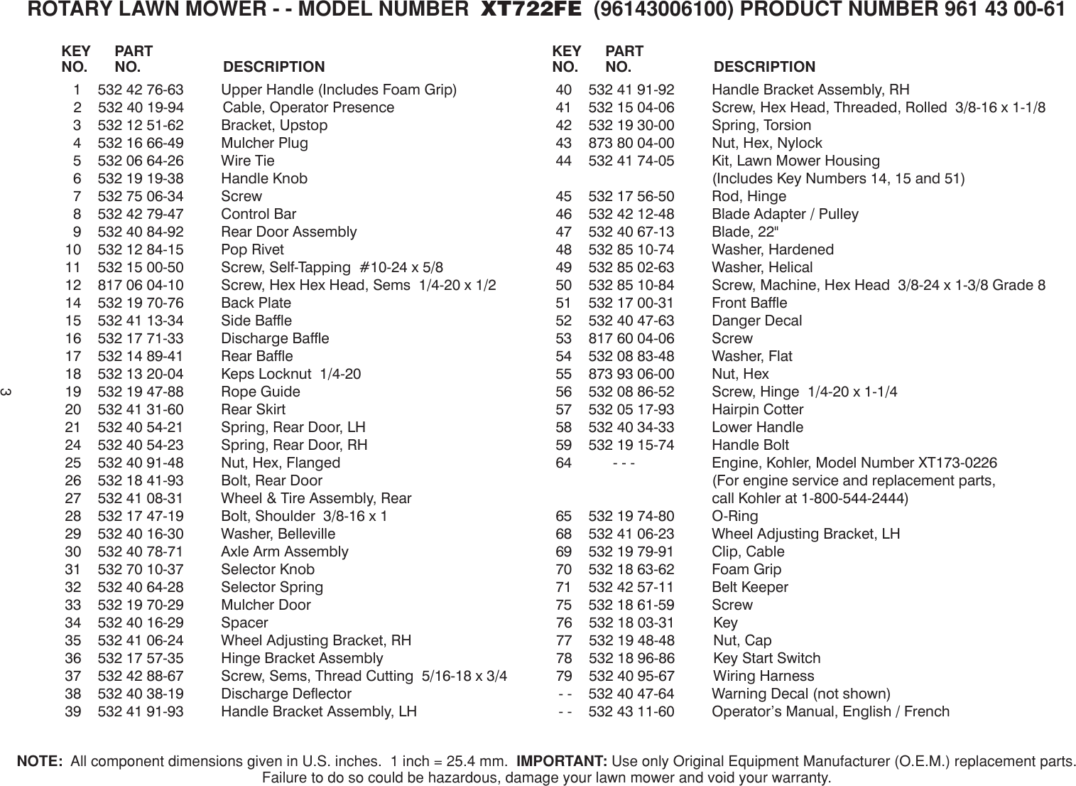 Page 3 of 5 - IPL, XT722FE, 2009-11, LAWN MOWERS  !! HUSI2009 USen 431161