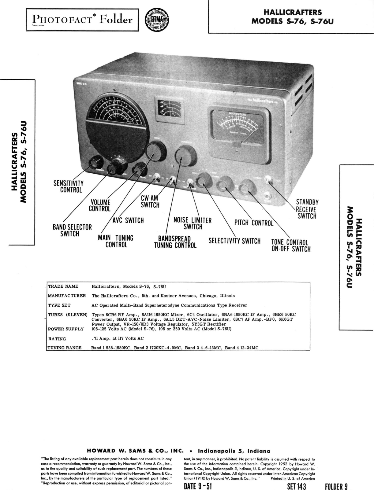 Details about   Hallicrafters S-210 S210 Receiver Owners Manual With Foldout Pages 