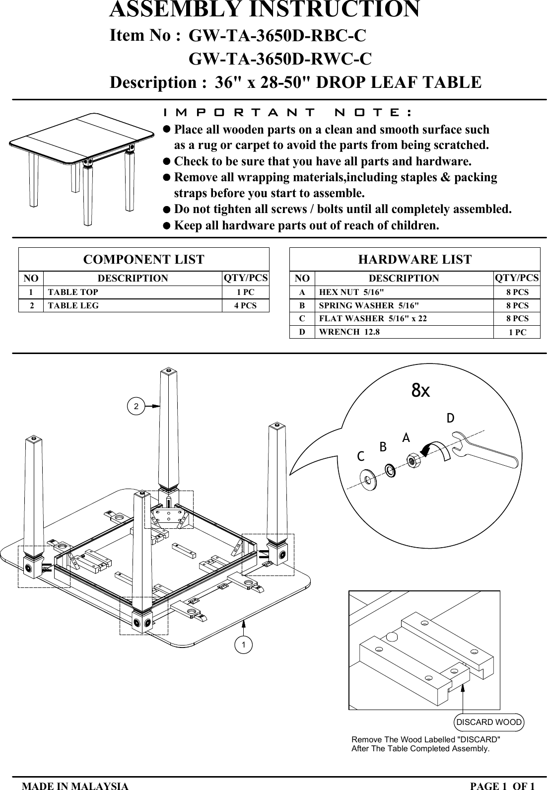 How To Assemble Glennwood Drop Leaf Table