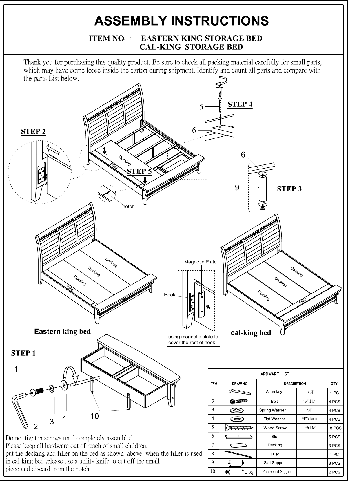 Page 1 of 1 - B401 Bedroom Assembly Instructions-2102-09-15  How To Assemble Hy King Sleigh Storage Bed