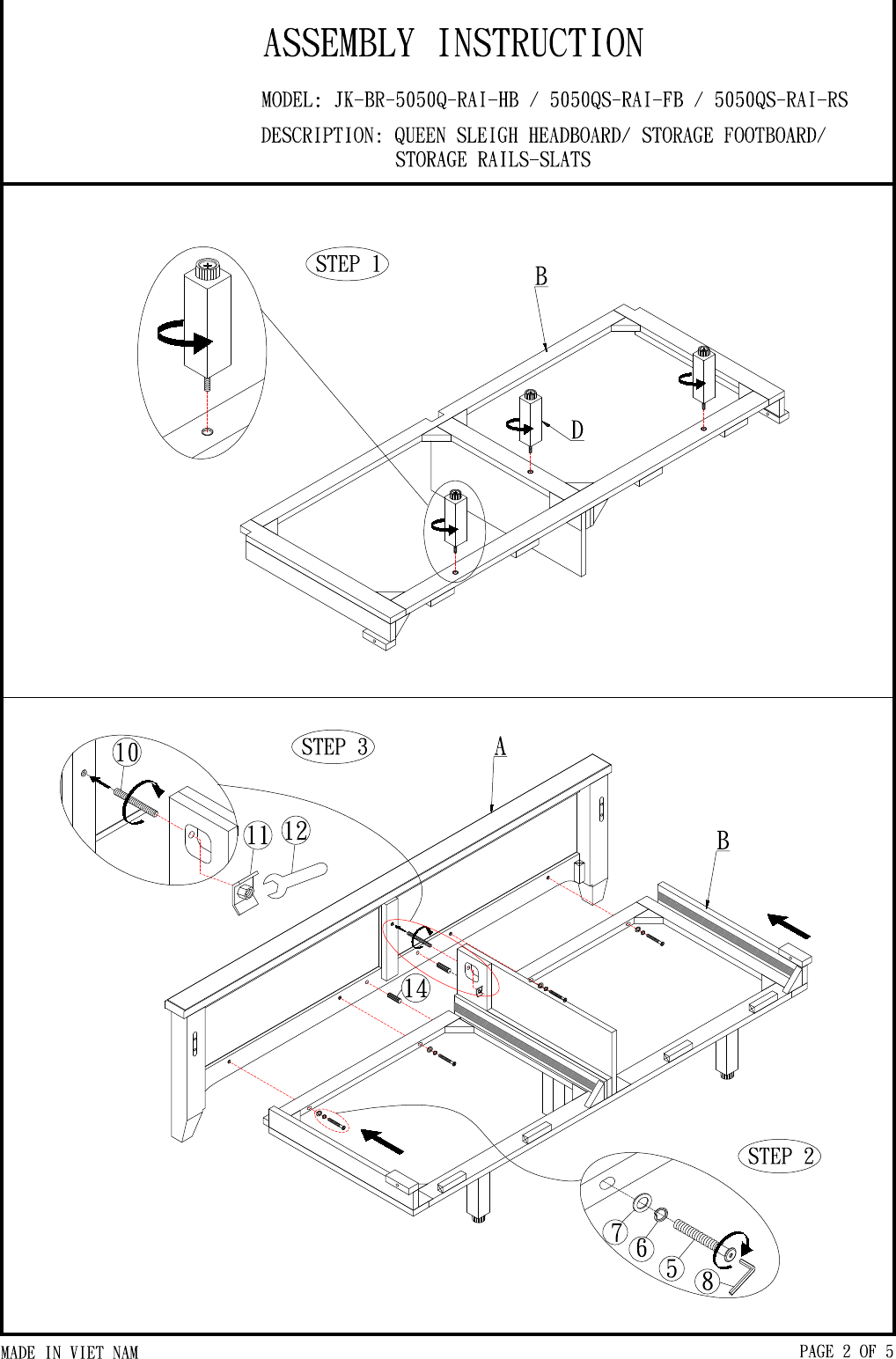 Page 2 of 5 - How To Assemble Jackson Queen Bed