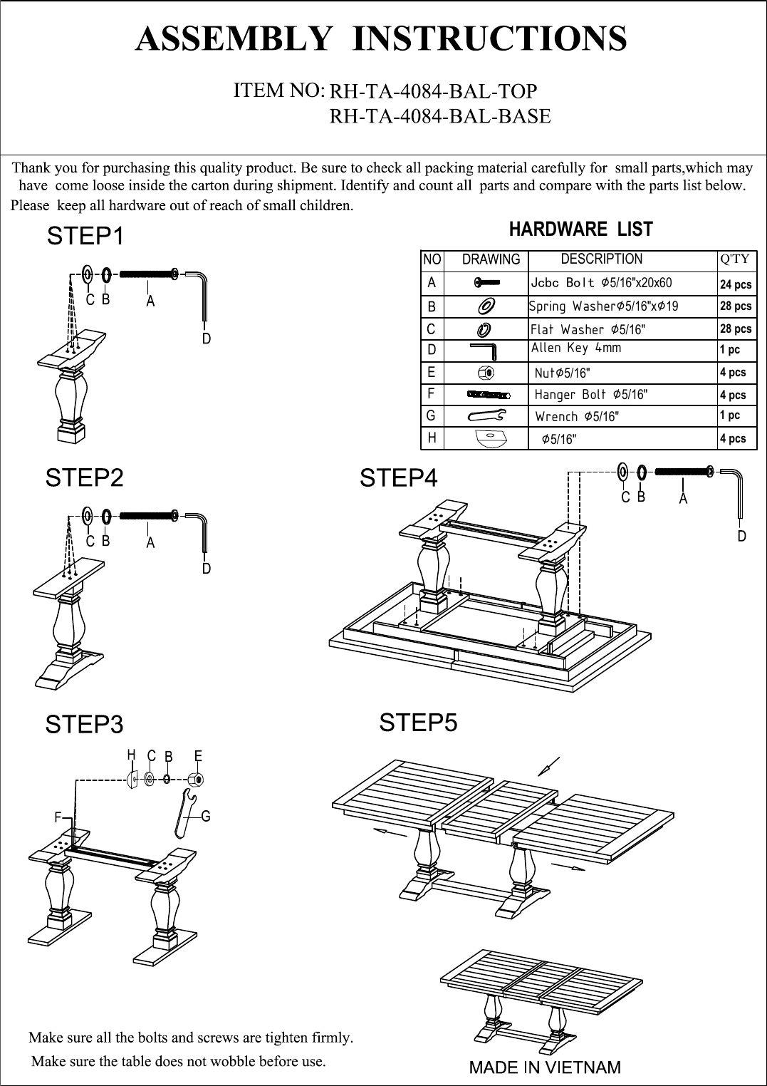 Page 1 of 1 - How To Assemble Rhone Trestle Table