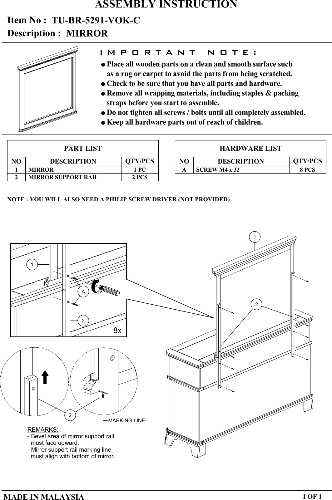 Page 1 of 1 - How To Assemble Telluride Mirror