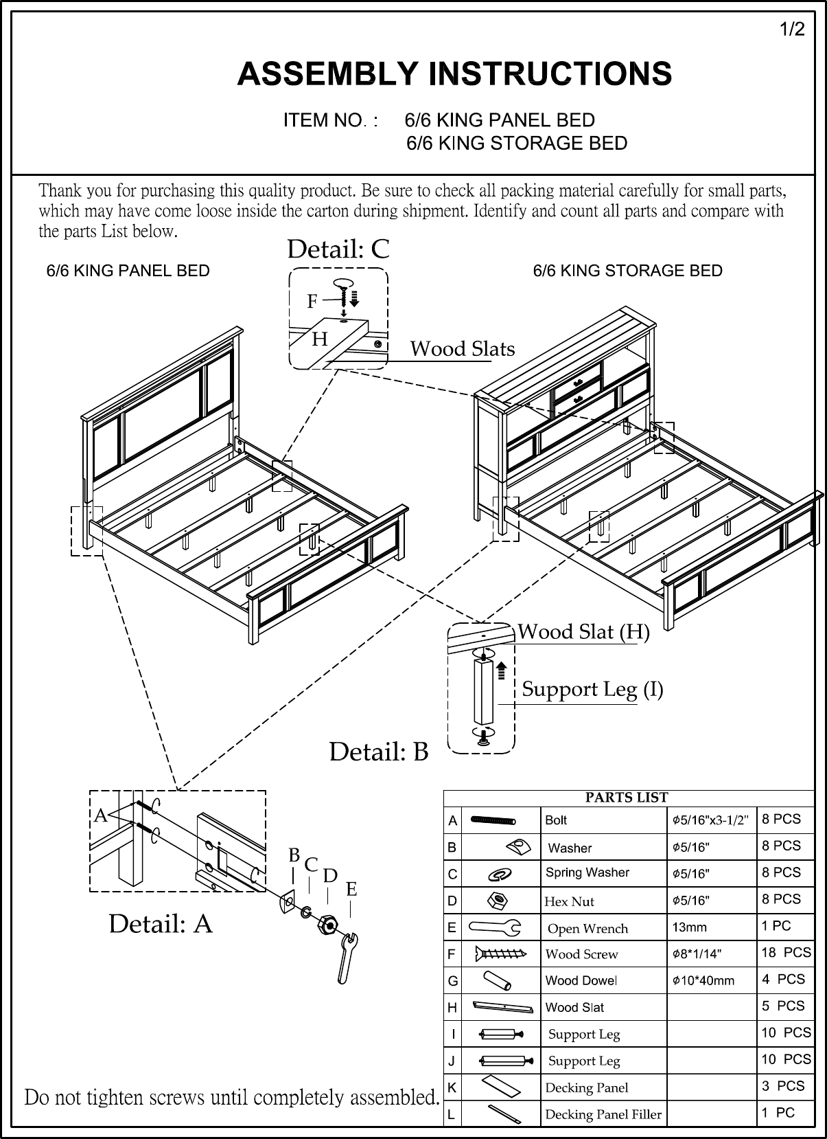 Page 1 of 2 - How To Assemble Wolf Creek King Bed