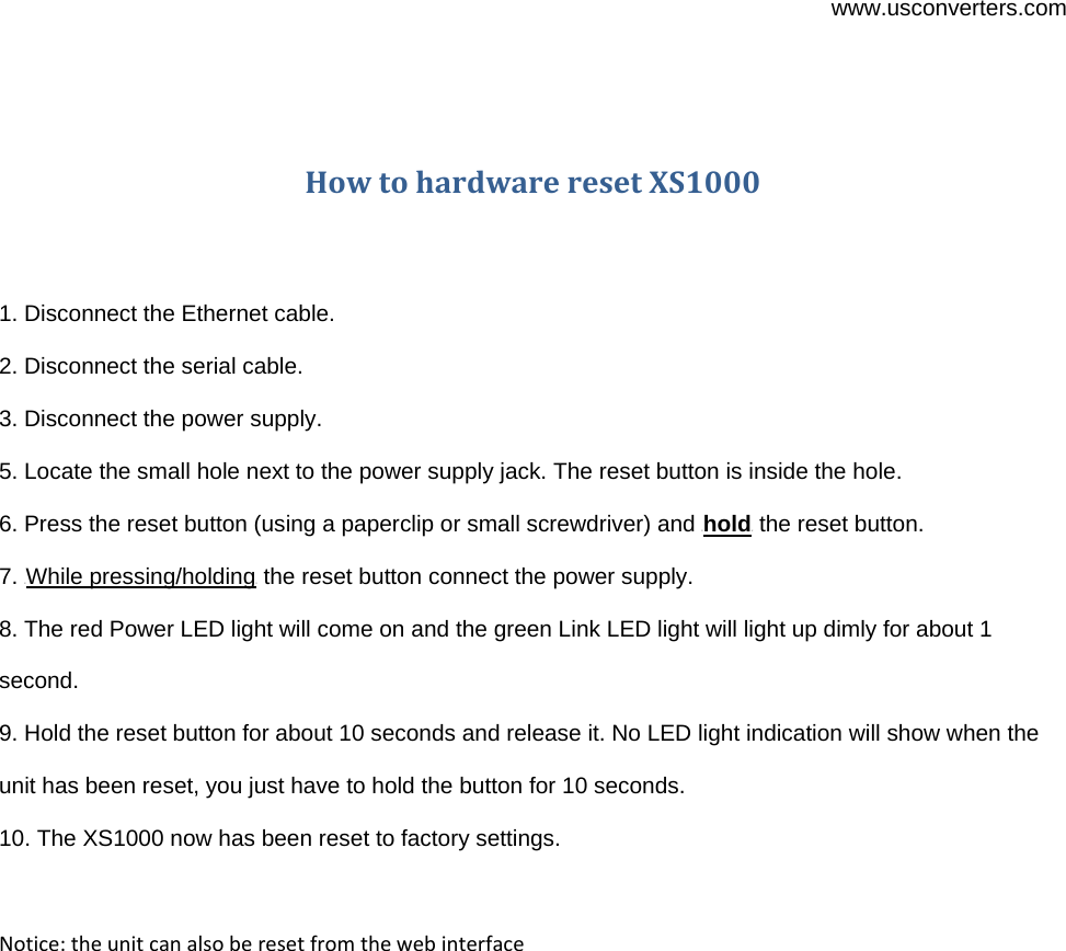 Page 1 of 1 - How-to-hardware-reset-XS1000