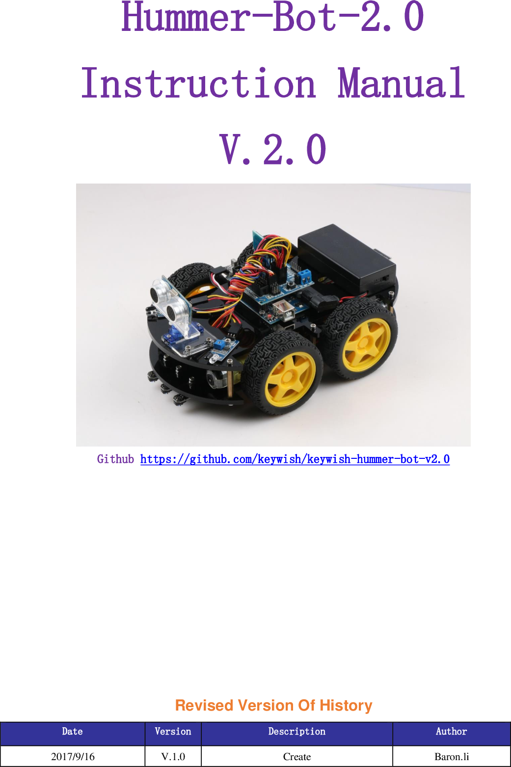 Hummer Bot 2 0 Instruction Manual V 2 0