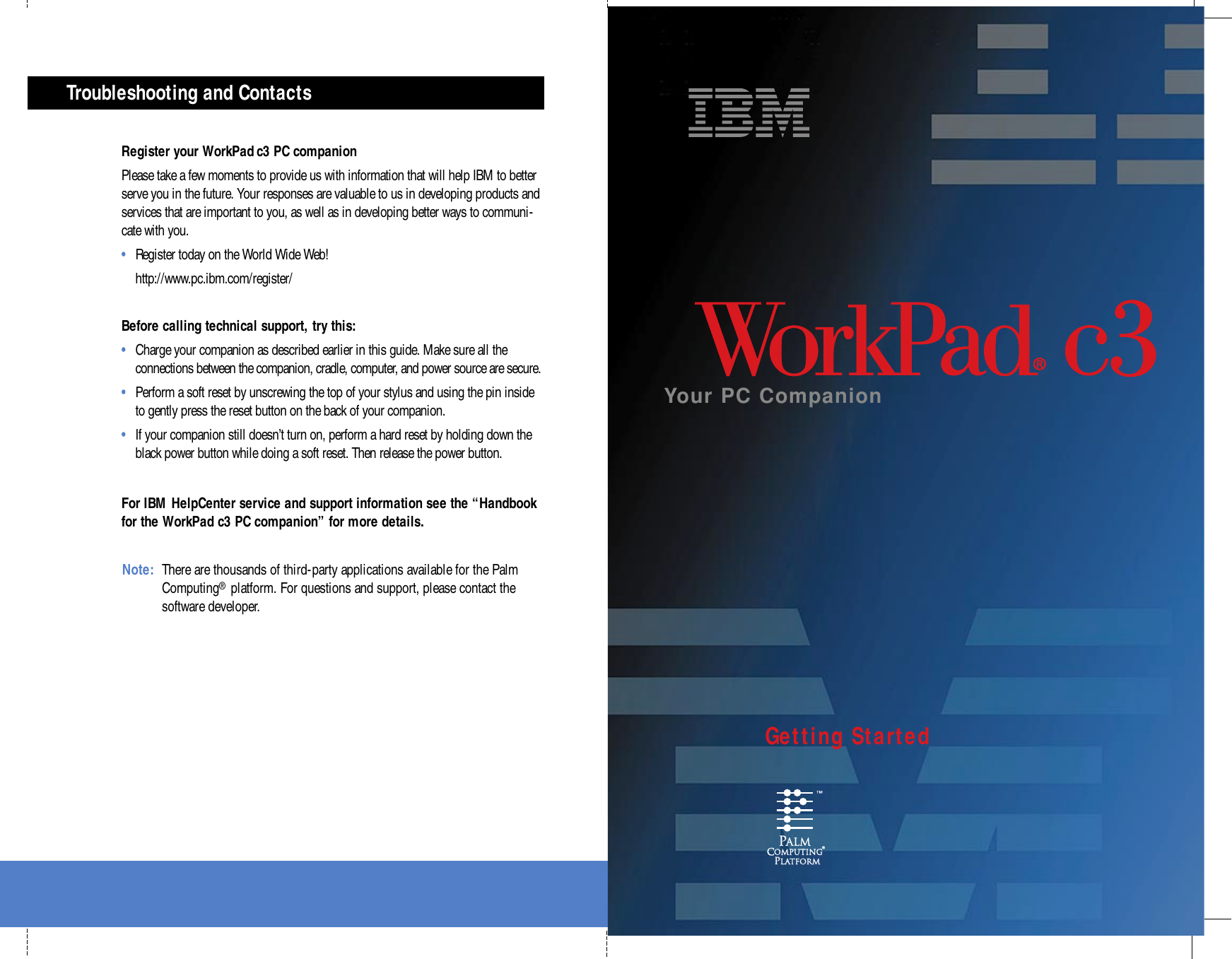 Page 1 of 8 - IBM Workpad C3 Getting Started C3strt