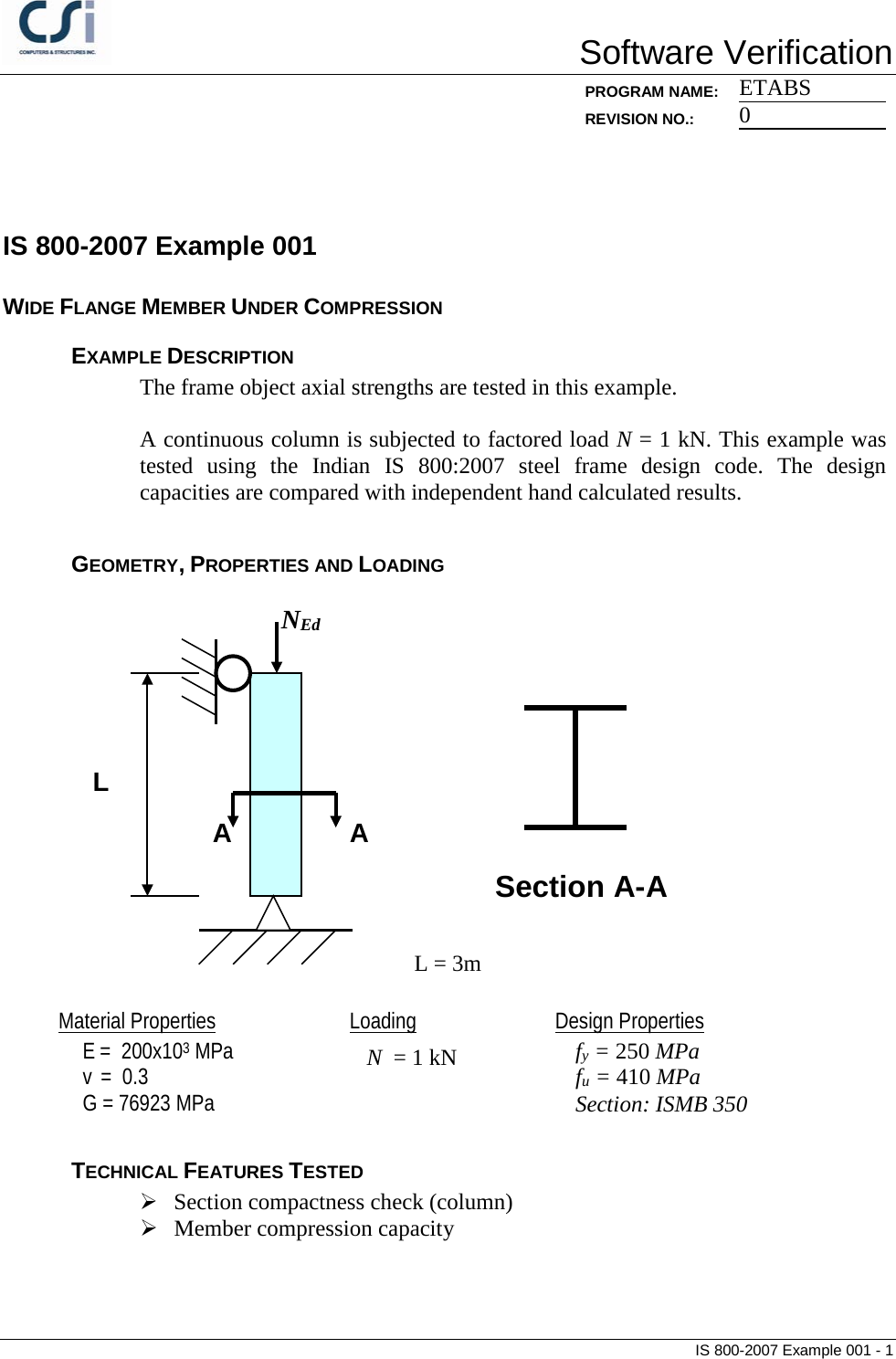 Page 1 of 5 - Contents IS 800-2007 Example 001