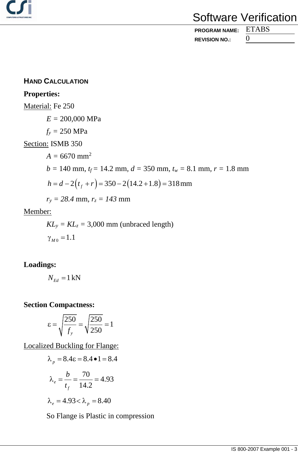 Page 3 of 5 - Contents IS 800-2007 Example 001