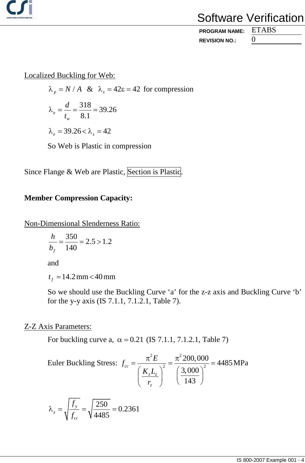 Page 4 of 5 - Contents IS 800-2007 Example 001