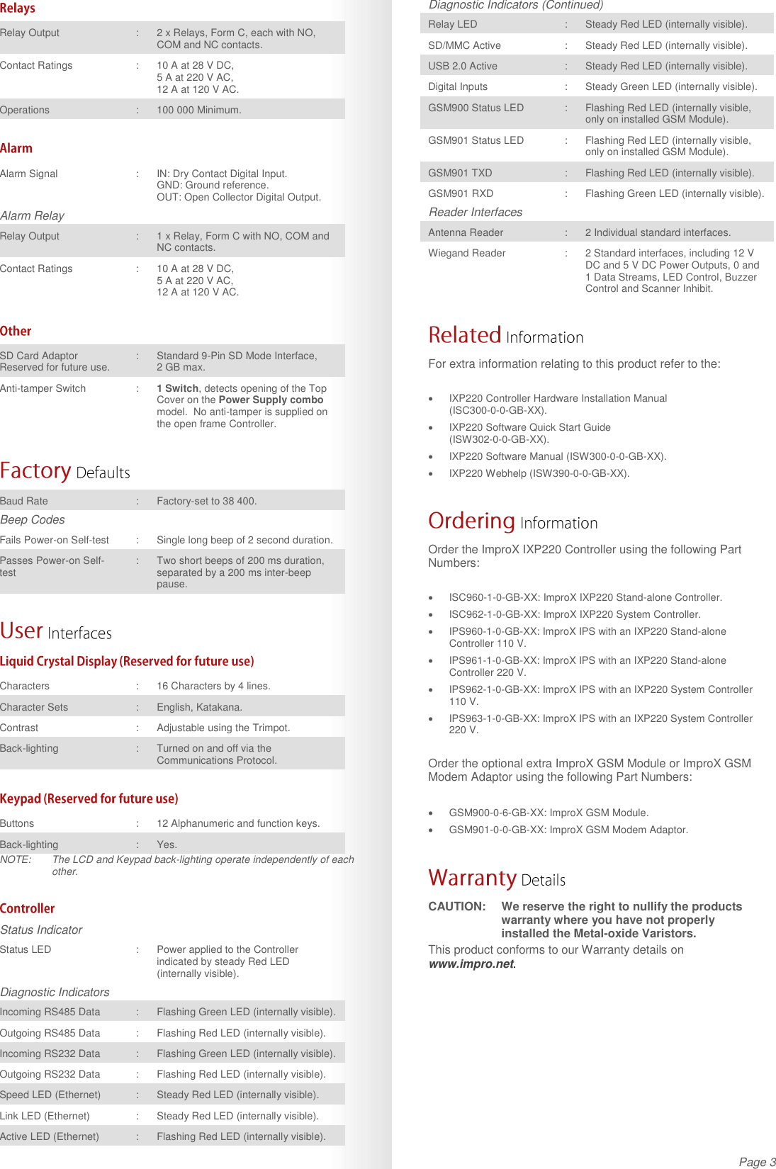 Page 3 of 4 - ImproX IXP220 Controller IXP2200Controller